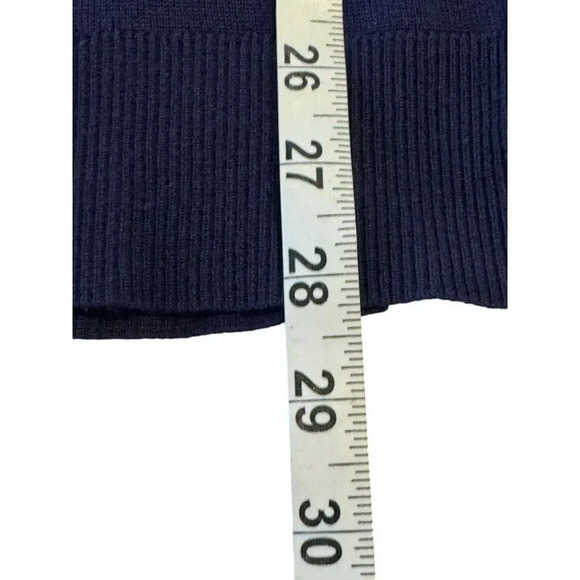 WHBM Women’s XS Navy Blue Open Weave Embellished V-Neck Sweater - Picture 7 of 8